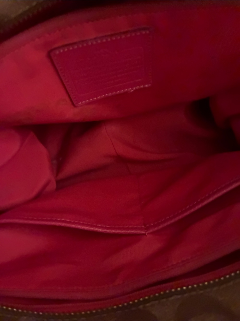 Pre-owned Coach Brown Signature C” canvas Tote/Diaper bag w/Pink Leather Trim - Picture 8 of 16